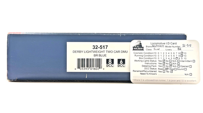 BACHMANN 00 GAUGE - 32-517 - DERBY LIGHTWEIGHT TWO CAR DMU BR BLUE BOXED