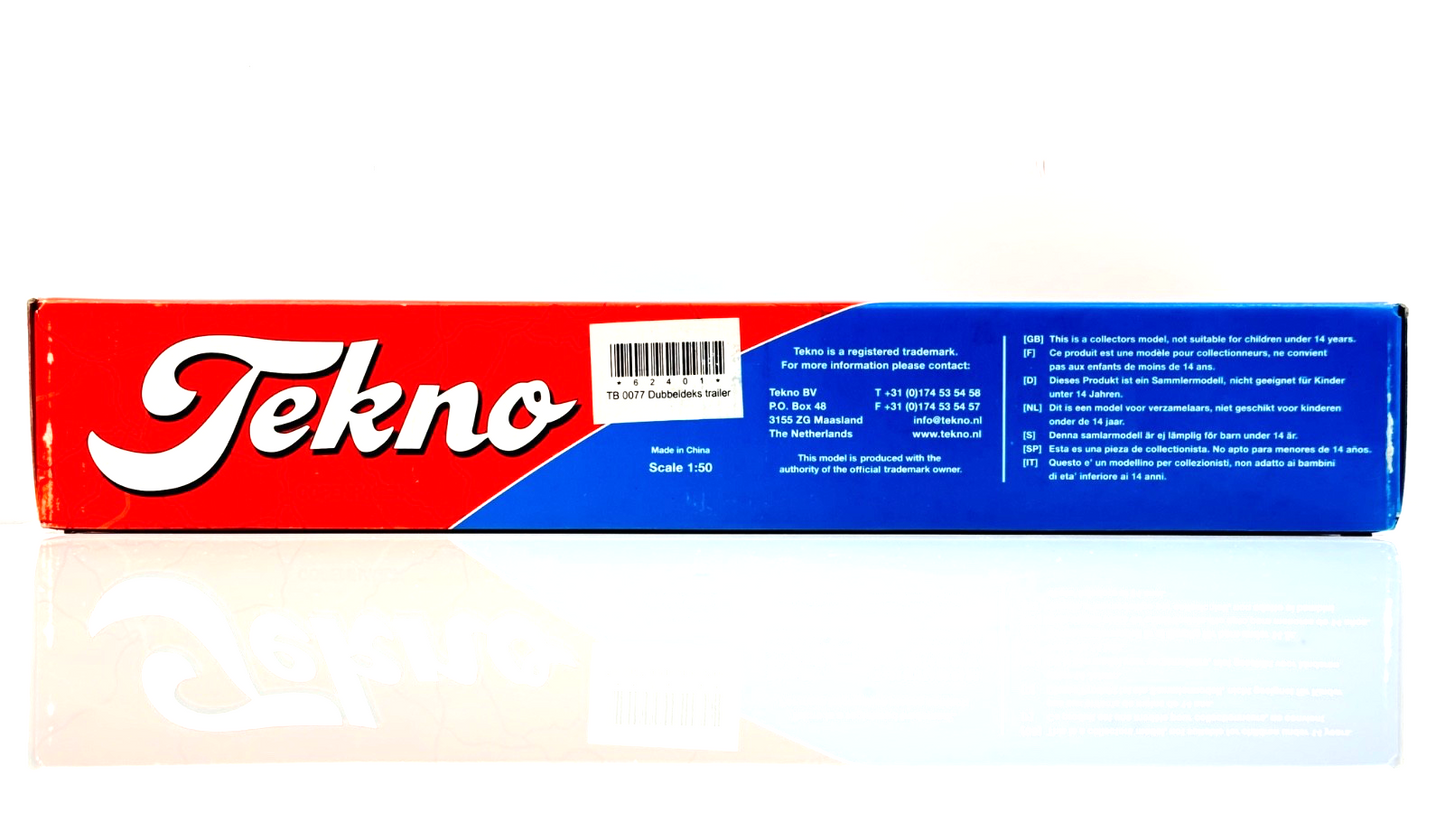 TEKNO 1/50 SCALE - 62401 - DOUBLE DECK PLAIN WHITE TRAILER BOXED